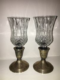 Sterling votives, maybe 6" tall, vintage