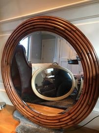 Looks small but this mirror is BIG -- Ethan Allen, Bamboo