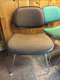 Charles Eames DCM Chairs, upholstered. Stamped on bottom. 