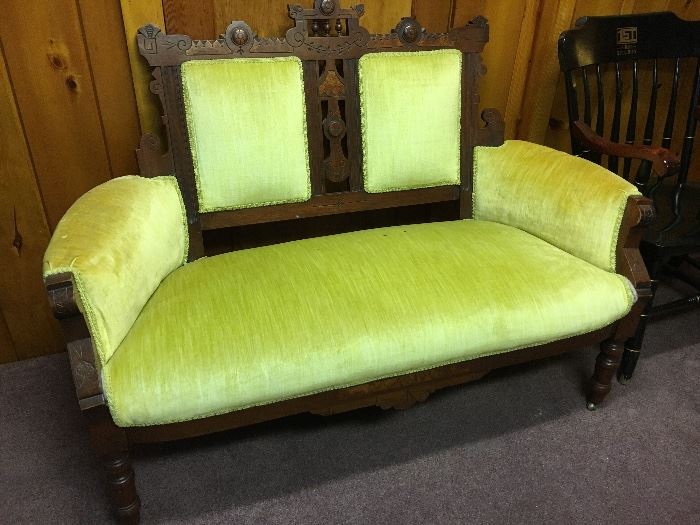 Matching Eastlake velvet sofa