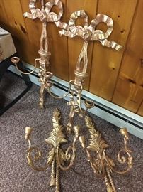 Heavy, gold candle sconces
