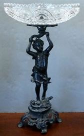 Victorian bronze with cut glass top