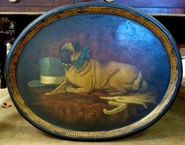 Wonderful Pug Dog oil on metal tray