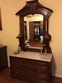 Lovely Marble Top East Lake Dresser, 44" Wide