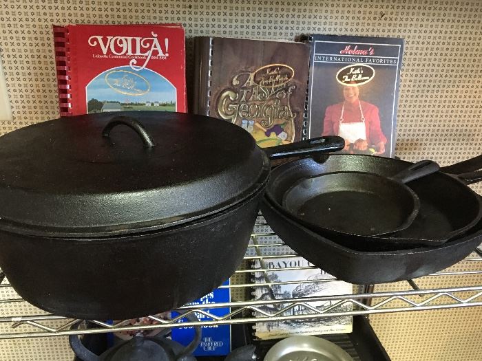 Collection of  Emeril Cast Iron Pots and Grill