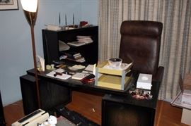 Desk, Chair, Floor Lamp and Bookcase