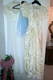 Vintage wedding gown (left)