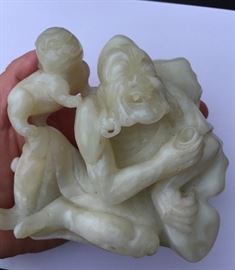 Antique carved Jade Lohan