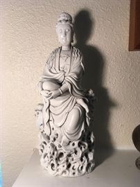 Magnificent antique blanc de chine. Signed impressed on back