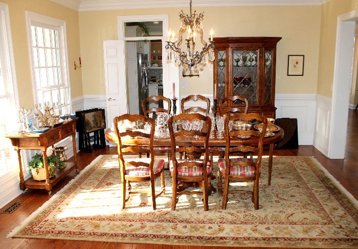 Century dining table with 2 leaves and 6 chairs (break down to a round table), also have matching china cabinet and buffet.