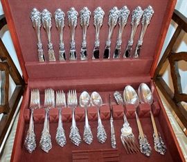 Wallace "Grand Baroque" sterling silver flatware - 46 pieces - service for 10