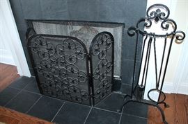 Iron fireplace tools (the screen is sold)