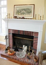 Brass candlesticks, fireplace tools, and more (some of these items have sold)