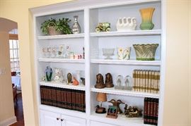 Glassware and pottery, home decor, bookends (some of these items are sold)
