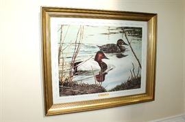 Large framed print "Canvass Backs" by Willem S. De Beer