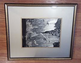 "Echoes" by Franklin Booth reproduction on metal