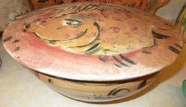 Ron Meyers pottery covered fish bowl