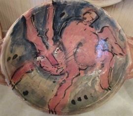 Ron Meyers pottery rabbit plate