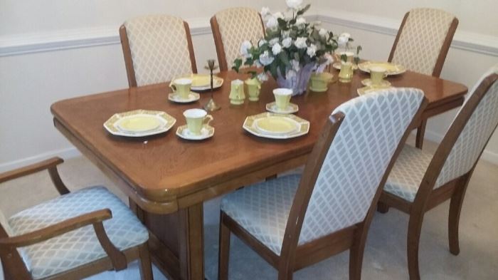 6 piece formal dining set with upholstered chairs