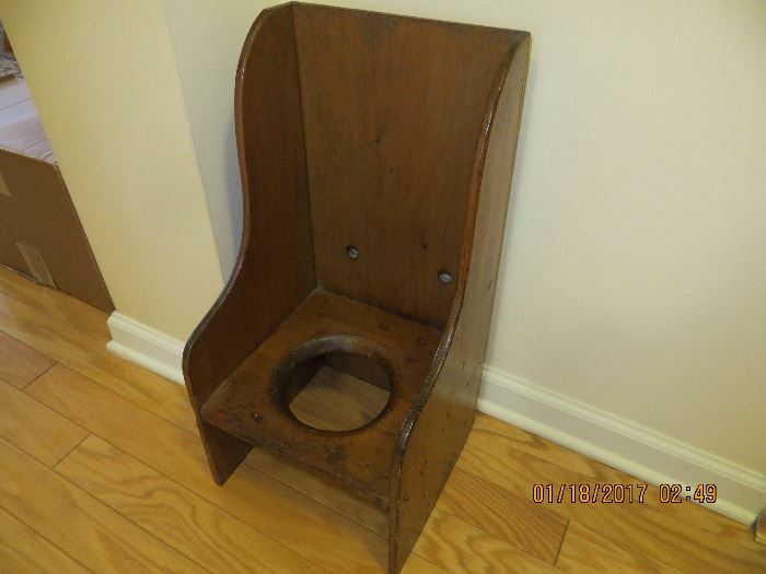 19th Century primitive design child's potty chair