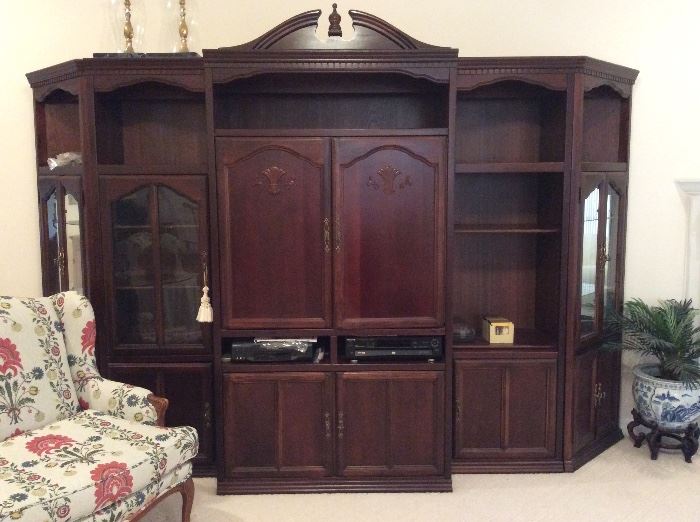 Modular entertainment center, selling pair corner cabinets separately or with three center part