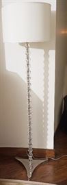Crystal and Polished Steel Floor Lamp