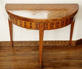 18th Century Continental Marquetry Demi-Lune Table