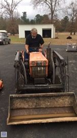 B7100 Tractor with front end loader, box blade, brush hog