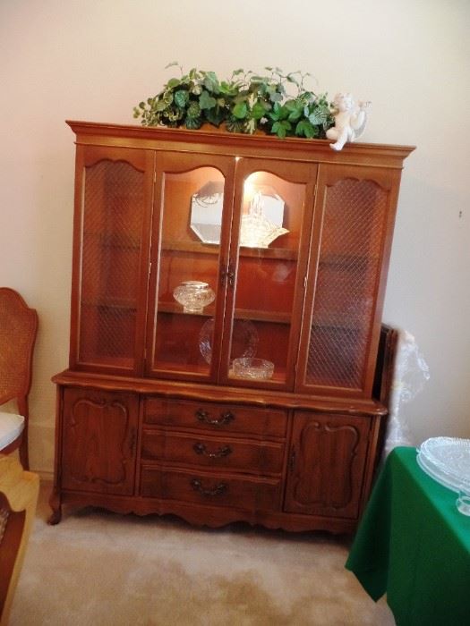 China hutch with light and glass shelves