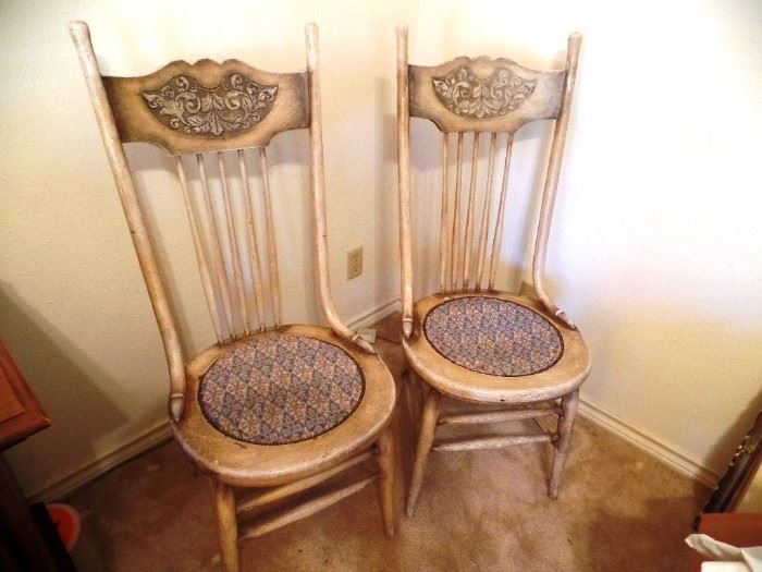 Unique white- washed chairs