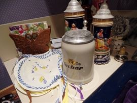 Steins and beer mug