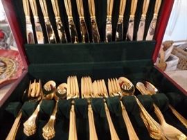 Rogers gold colored flatware set