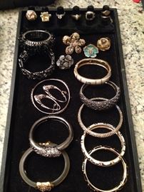 Jewelry: David Yurman, Alexis Bittar, Platinum & Diamond Engagement Ring, Enamel Costume Bracelets