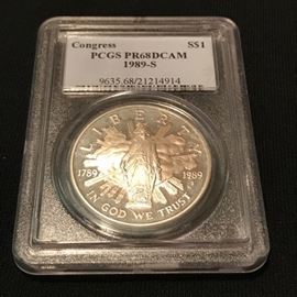 1989-S Congress Commemorative Silver Dollar PCGS PR68DCAM.