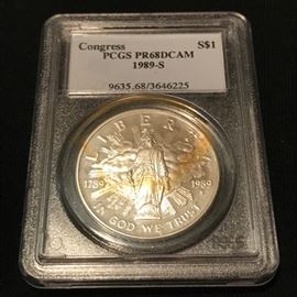 1989-S Congress Commemorative Silver Dollar PCGS PR68DCAM