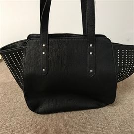 NWT Neiman Marcus Faux-Leather Studded Tote Bag, Black