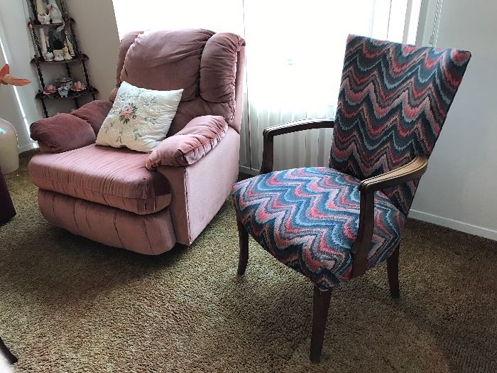 upholstered chairs and rocker/recliner