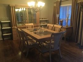 Drexel Heritage Insignia solid burled Ash Dining room set. Classic Neo-Classic Contemporary. Very Impressive!