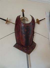 Antique Chest plate & Sabres 