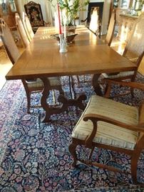 Beautiful Dining Room Table with 8 Chairs -66"L X 42"W X 30"H...plus 3 leaves-12" each. 