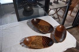 Set of 3 Hand Carved and Dyed Bowls 70.00