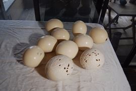 Ostrich Eggs Carved  150.00 each and Plain 25.00