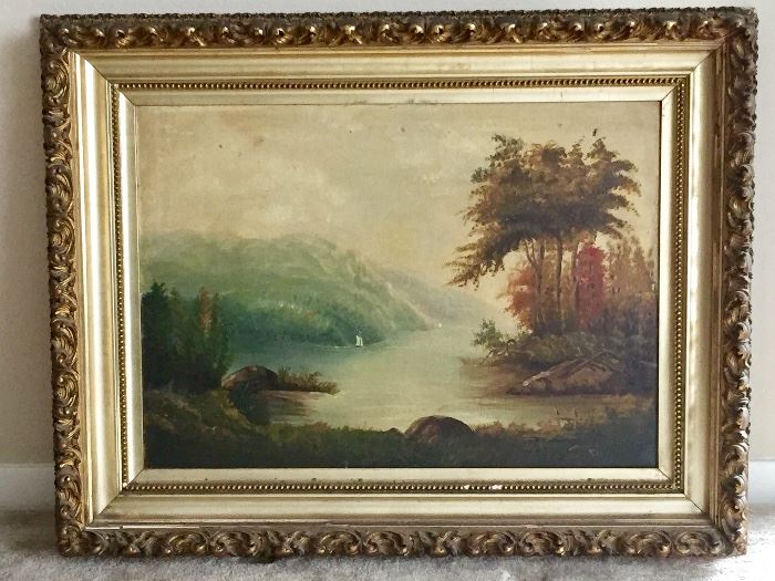  "Mountain Cove", oil on canvas, period frame 