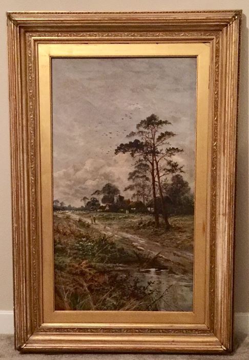 19th c. Continental Oil on canvas, unsigned, two small cuts in canvas, antique frame