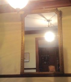 19th c. Pier mirror, light fixture