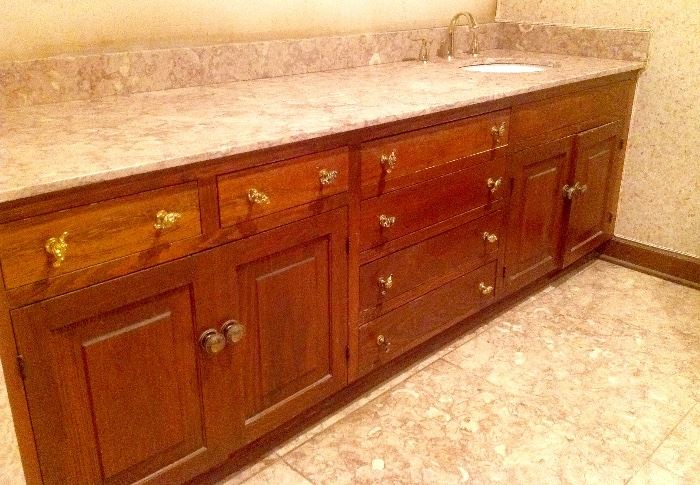 Cypress cabinet, marble top