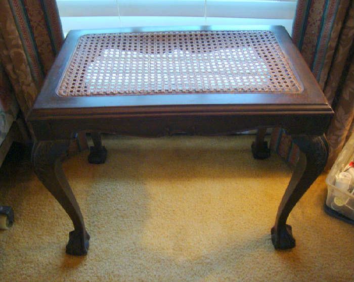 Cane Bench with Claw Feet