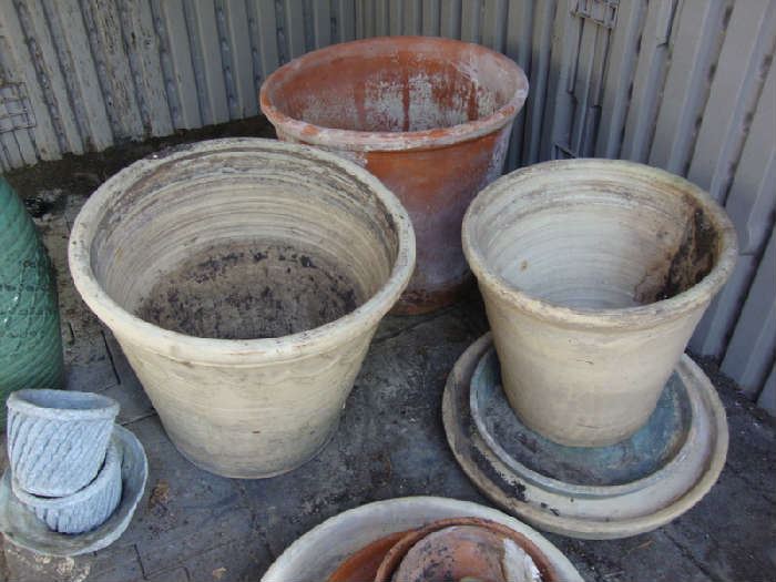 Large Clay Pots, Those smaller pots on the left are made of Lead