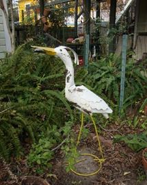 Large Metal Egret in the Court Yard