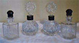 Antique Crystal and Sterling Scent Bottles